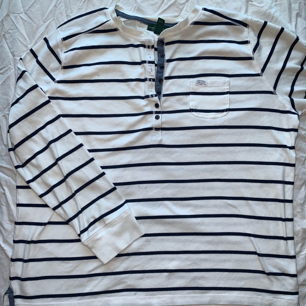 Sz 2X Ralph Lauren navy & white stripe Henley